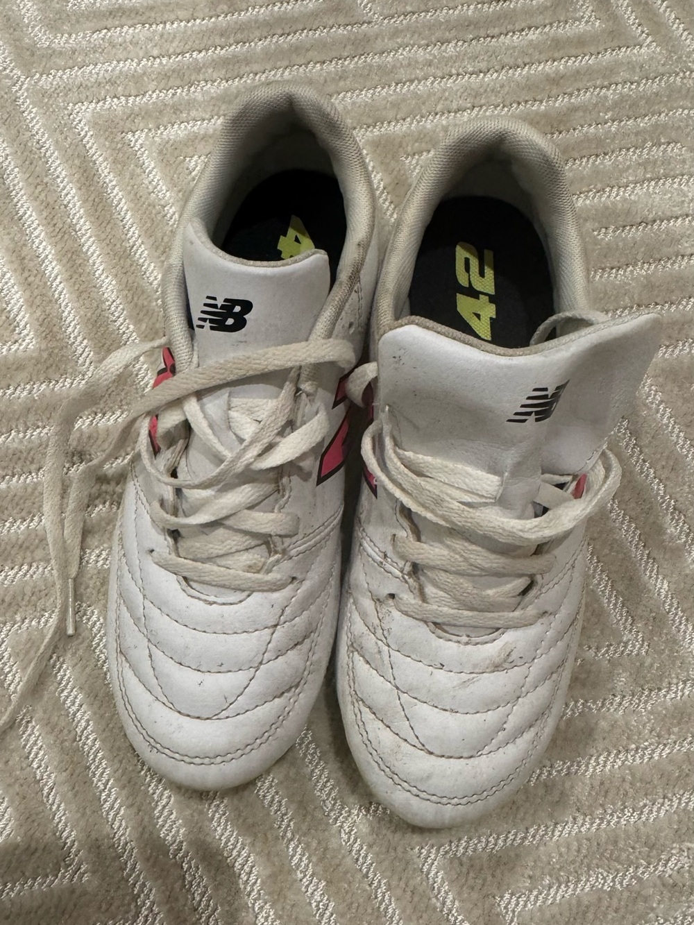 New Balance Kids White Sneakers with Pink Accents